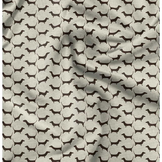 Soimoi Poly Georgette Fabric Dachshund Dog Printed Fabric 1 Yard 52 Inch Wide