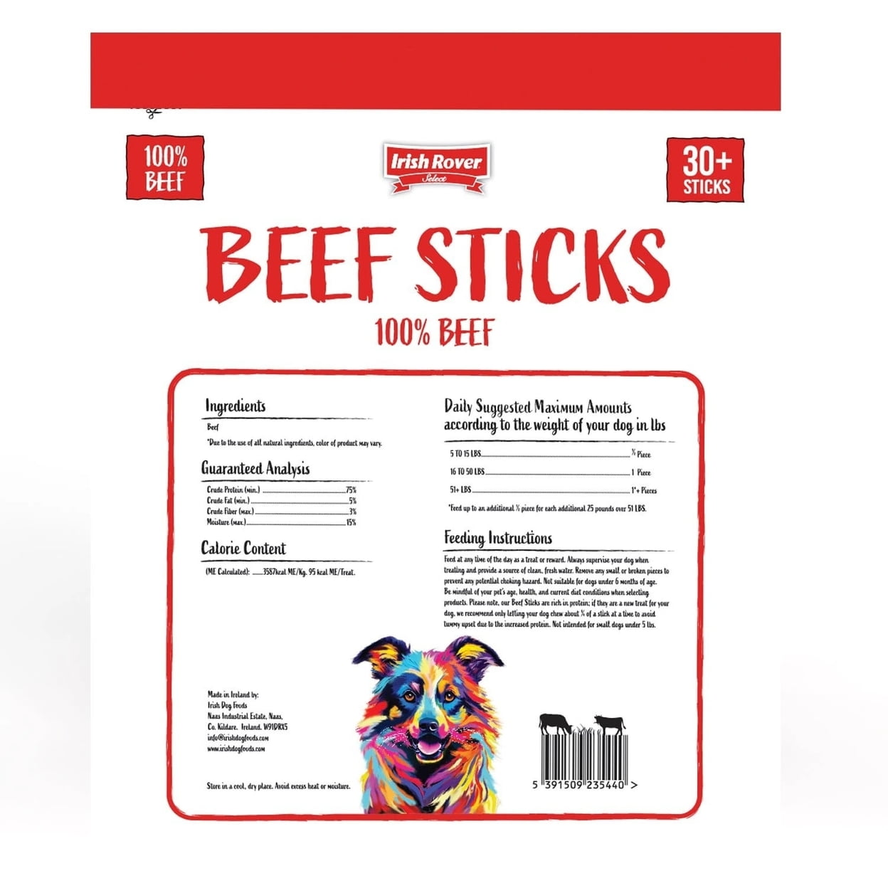 Irish Rover Beef Stick Dog Treats (35 Ounce)
