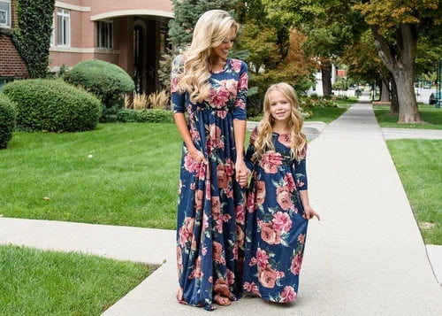 Mother Daughter Summer Boho Floral Long 