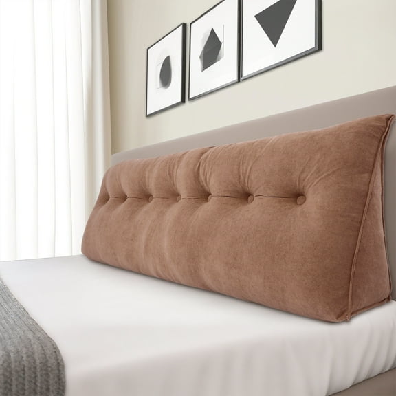 Triangular Wedge Pillow King, Removable Cover Headboard Pillow, Brown