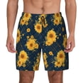 thumbnail image 2 of Goofa Blue Striped Sunflower A Printed Men's Swim Trunks Board Shorts Quick Dry Mens Swimming Trunks with Compression Liner,Breathable Fit Hawaii Beach Shorts-XX-Large, 2 of 9