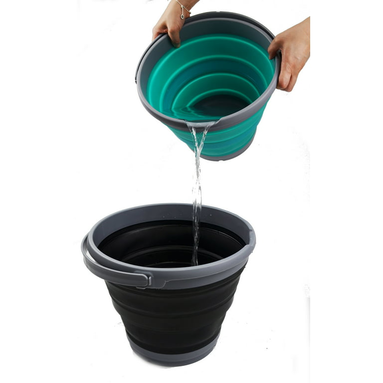 2 Pack Collapsible Plastic Bucket with 2.6 Gallon (10L) Each, Foldable  Round Tub for House Cleaning, Space Saving Outdoor Waterpot for Garden or
