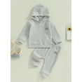 thumbnail image 2 of Infant Baby Girls Boys Embroidery Rainbow Long Sleeve Hoodie with Elastic Waist Sweatpants Set, 2 of 8