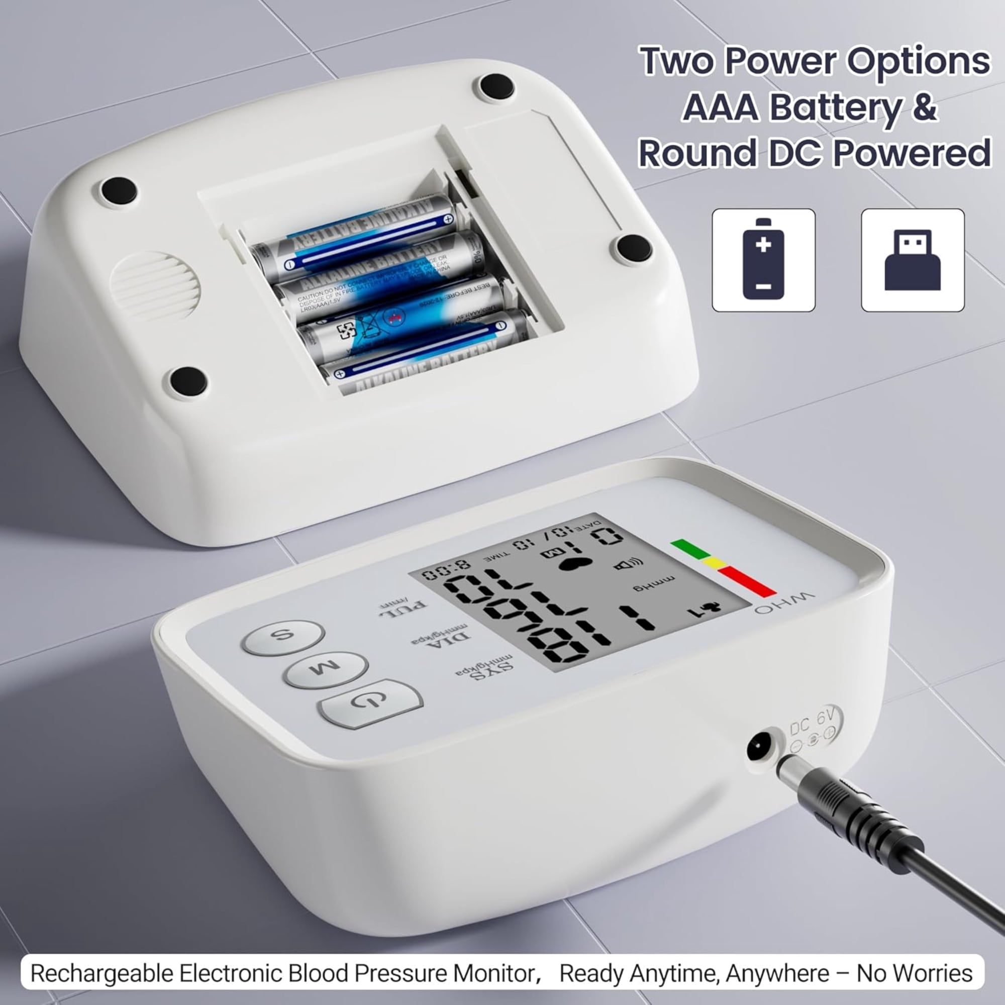 SUWU Blood Pressure Monitor Automatic Bp Monitors for Home Use – Large Screen, Adjustable Blood Pressure Cuff (8.7"-16.5"), 2x90 Memory, Dual Power Supply, Easy-to-Use and Travel Bp Machine
