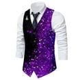 thumbnail image 4 of Telankuip Retro Vests for Men Herringbone Tweed Stand-Up Collar Formal Suit Vest Single Sleeveless Casual Business Wedding Groomsmen Waistcoats with Pockets Dark Purple XXXXL, 4 of 5