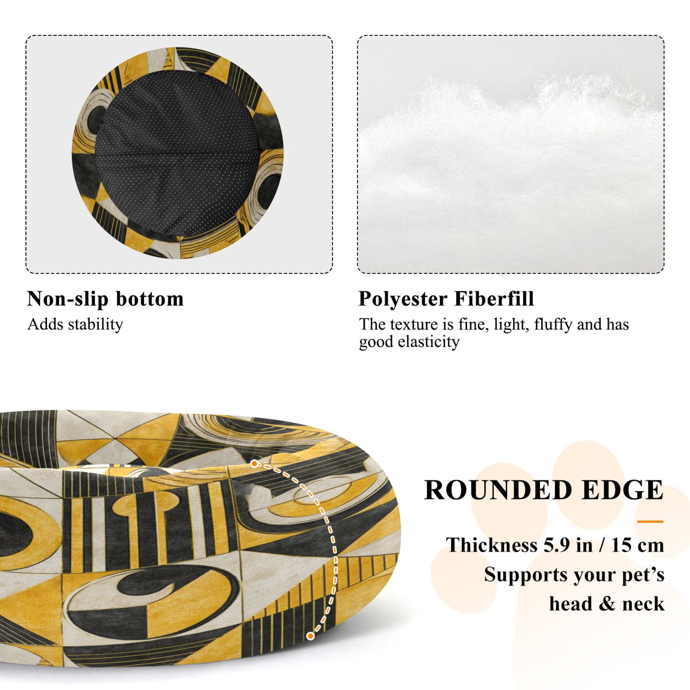 Iauyy Pet Couch Donut Cat Bed for Indoor Cats/Small Dogs Washable & Machine with Non-slip Bottom Calming Cat Furniture, Yellow and Black (M)