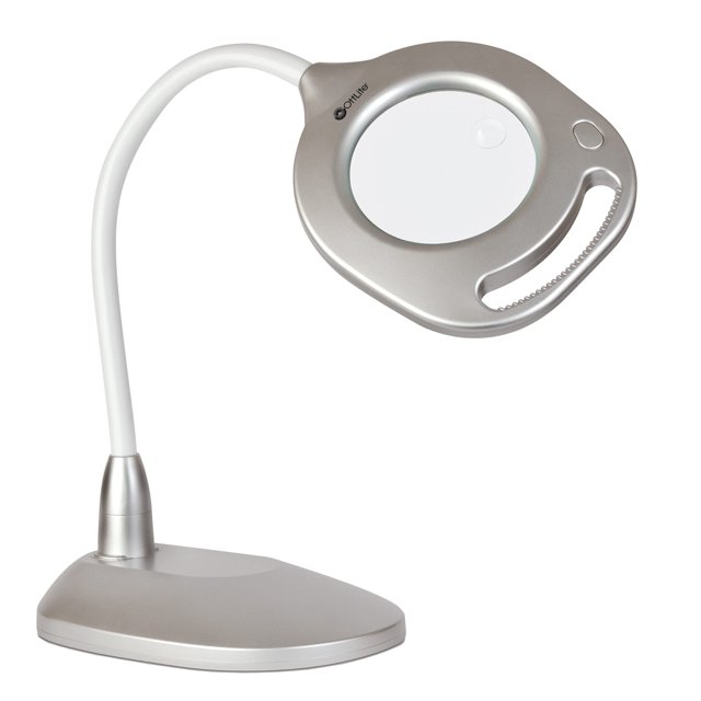 Lámpara LED de pie y mesa con lupa Ottlite Clearsun Silver