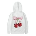 thumbnail image 3 of Tiijoy Tween Girls Hoodie Cherry Print Cute Hooded Sweatshirt Pullover Top, Sizes 11-12, 3 of 4