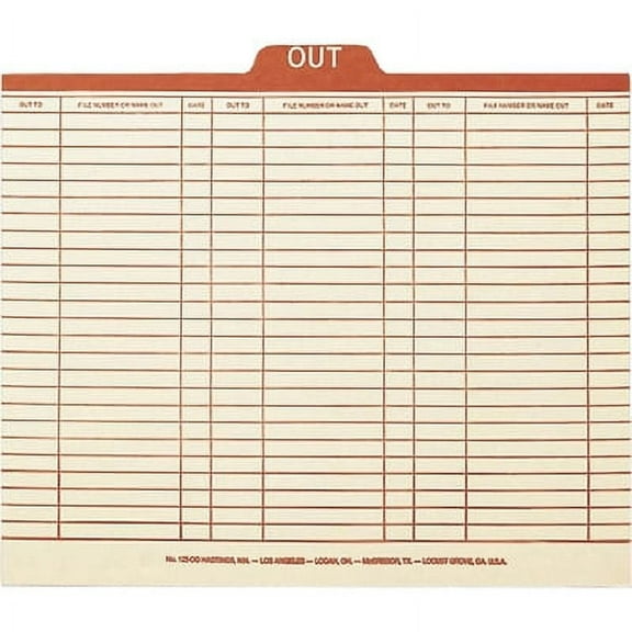 Smead Manila Out Guides, Printed Form Style, 1/5-Cut Top Tab, Out, 8.5 x 11, Manila, 100/Box (51910)