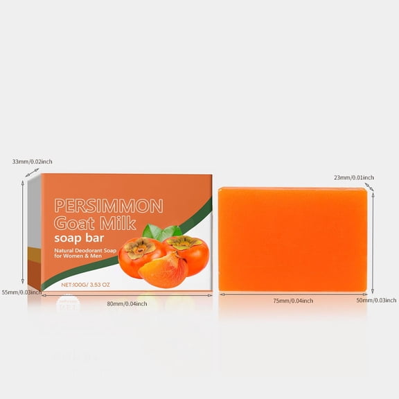 Natural Persimmon Soap Bar for Body Odor Control, Organic Body Wash for Old People Smell, Deodorant Soap for Skin Cleansing, Gentle on All Skin Types, Persimmon Body Wash for Men & Women
