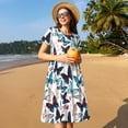 thumbnail image 4 of Naloa Butterfly Print Womens Summer A-Line Dress with Pockets,Short Sleeve Dresses,Flowy Beach Swing Dress for Vacation Travel, 4 of 6