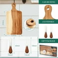 thumbnail image 2 of 6 Set Bridal Baby Shower Cheese Prizes Wooden Square Board Gift Set Knives Forks Thank You Tags with Box for Guests for Valentines Bridal Baby Shower Housewarming Gifts (Acacia Color), 2 of 5