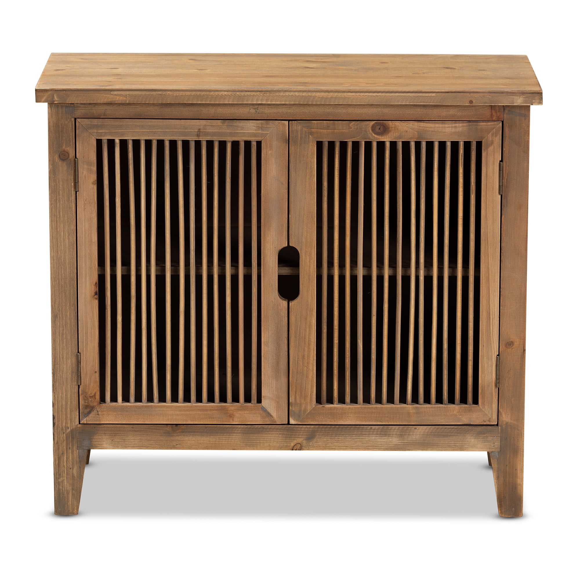Baxton Studio Clement Rustic Medium Oak Accent Cabinet, 2677" H x 2992" W x 1339" D