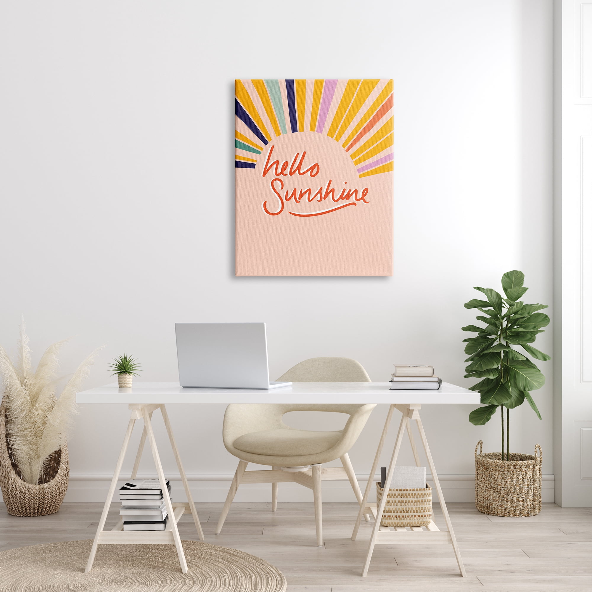 Stupell Industries Hello Sunshine Exclamation Sunrise Rainbow Rays, 30 x 40, Designed by Heather McLaughlin