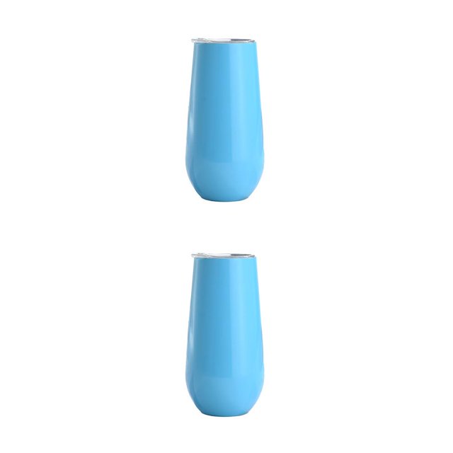 Yuarrent Copas de cóctel de doble capa, flauta de champán, copa de tostado de acero inoxidable, suministros para fiestas, vaso de vino, azul Cielo azul arpox.180ml 2Conjunto
