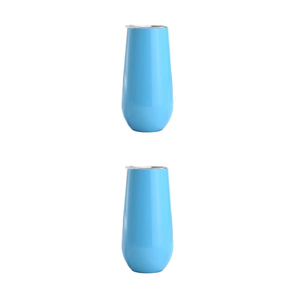 Cateissary Copas de cóctel Copa elegante Estructura firme Copa de champán Copas de acero inoxidable Suministros para fiestas Vaso de vino Azul Cielo azul arpox.180ml 2Conjunto