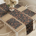 thumbnail image 2 of Ambesonne Floral Table Runner & Placemats, Swirling Branches of Flowers, Placemat 4 pcs + Runner 14"x90", Dark Night Blue and Orange, 2 of 2