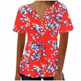 thumbnail image 2 of LOVZFMLL Women's Summer Tops Printed V-neck Button Up Short Seeved, 2 of 4