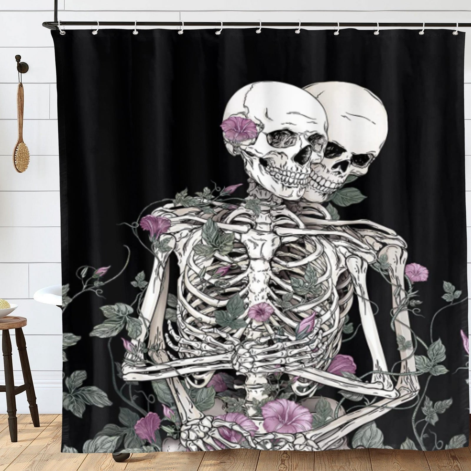 Funny Skull Shower Curtain Happy Halloween Skulls Skeleton