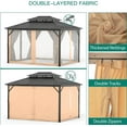 thumbnail image 5 of Outdoor Patio Gazebo Canopy Tent - 13x10ft, Aluminum Alloy + Pc Solar Panel, Double Roof, Suitable for Lawn, Garden, Backyard, and Deck, Khaki Top, 5 of 7