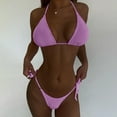 thumbnail image 2 of Babysbule Womens Swimwear Fashion Women Solid Color Backless Bikini Two Pieces Swimwear Swimsuit Beachwear Set, 2 of 9