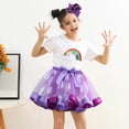 thumbnail image 2 of TOOYOU Girls Skirts Kids Layered Party Mesh Tulle Tutu Skirts Cartoon Shell Print Ballet Skirts Hairclip Set Sweet Girl Basic Short Skirt Size 4-6 Years, 2 of 6