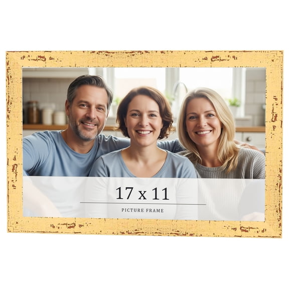 17x11 Frame Yellow Real Wood Picture Frame Width 1.25 inches | Interior Frame Depth 0.5 inches |