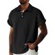 thumbnail image 1 of Blusa y camisa de manga corta con cuello vuelto para hombre, informal, a la moda, con botones, lisa, de poliéster., 1 of 7