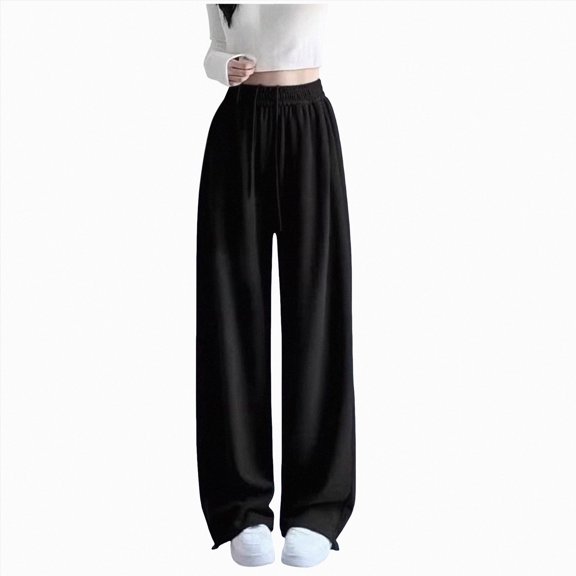 TTUHYWXI Baggy Sweatpants for Girls Size 4-14T Barrel Casual Joggers Wide Leg Sweat Pants Elastic Waist Drawstring Pants (Black,13-14 Years)