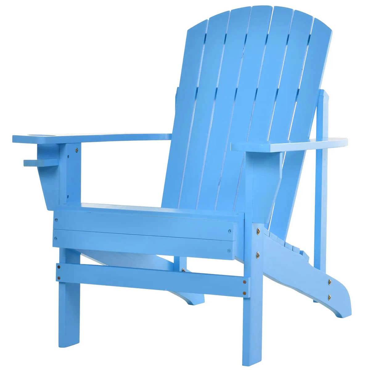 YYAo Patio Chairs, Patio Adirondack Chairs,Oversized Adirondack Chair, Outdoor Fire Pit and Porch Seating, Classic Log Lounge w/ Built-in Cupholder, Blue