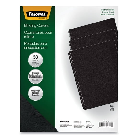 Fellowes Executive Presentation Binding System Covers 11-1/4 x 8-3/4 Black 50/Pack 52146