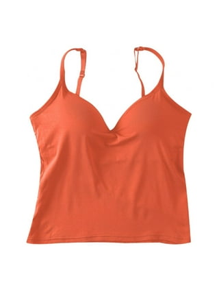 Women's V-Neck Cotton Camisole Tank Top With Built-in Shelf Bra