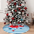 thumbnail image 5 of Lsque Red Funny Crab on Blue Stripe Print Christmas Tree Skirt, Tree Skirt with Ties or Velcro, Perfect for Holiday Decorations, Halloween, and New Year-30", 5 of 7