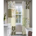 thumbnail image 4 of Spring Floral Sheer Curtains 63 Inch Length 2 Panels Set for Living Room/Bedroom, Yellow Flowers Botanical Patchwork Grid Bohemia Kitchen Curtains Grommet Curtains Window Treatments 42"x63"x2, 4 of 7