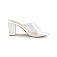 thumbnail image 3 of BLISSFUL STEP Women's Glitter Block Heel Clear Slides Sandals White 9.5, 3 of 8