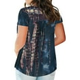 thumbnail image 4 of Pimelu Womens Fashion Plus Size Tops for Women Henley Shirts for Women Fashion Tie Dye Summer Button up Tunic Tops V Neck Short Sleeve Lightweight Ladies Blouses, 4 of 7
