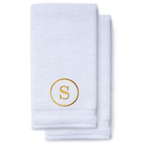 Monogrammed Hand Towels for Bathroom Kitchen Makeup | Personalized Gift for Wedding-Bridal | Classic Font Custom Luxury Turkish Towel | Spa Collection, Oversized, 16 X 30 Inch, Set of 2