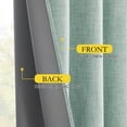 thumbnail image 5 of NICETOWN Linen 100% Blackout Curtains, Full Room Darkening Thermal Insulated Soundproof Grommet Drapes for Bedroom, 52"x95", Seafoam Green, 2 Panels, 5 of 8