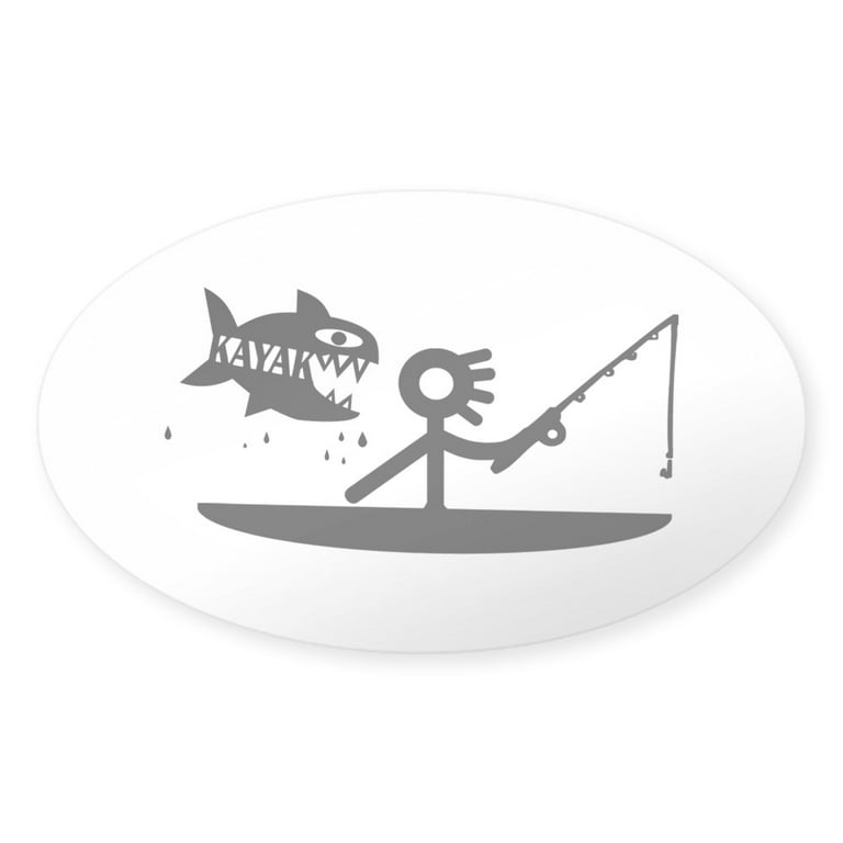 Cafepress - Kayak Fishing Sticker - Sticker (Oval), Size: Small - 3x5, Clear