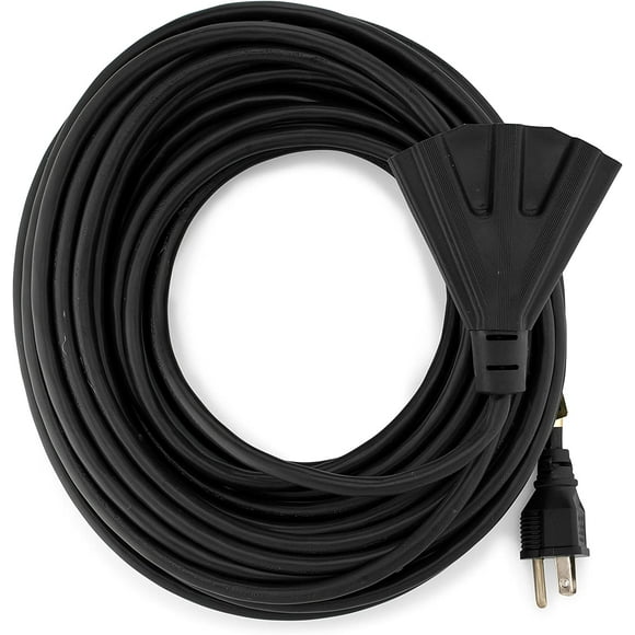SHIQI-Holiday Lighting Outlet SJTW 16/3 Indoor Outdoor Extension Cord, 3 Outlets, 3 Prong, UL Listed (50, Black)