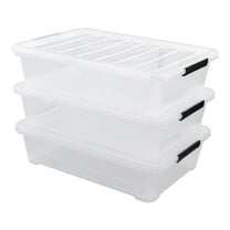 Buyitt 3 Packs 40 Quart Plastic Under Bed Storage Box, Large Wheels Storage Bin, Clear