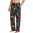 thumbnail image 3 of Mens Pajama Pants - Soft Sleep & Lounge Pants for Men, Colorful Cartoon Parrot Leaves Cuteness Casual PJ Bottoms Pants with Pockets, 3 of 5