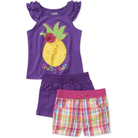 Garanimals Baby Girls 3 Piece Ruffle Tank and Shorts Set