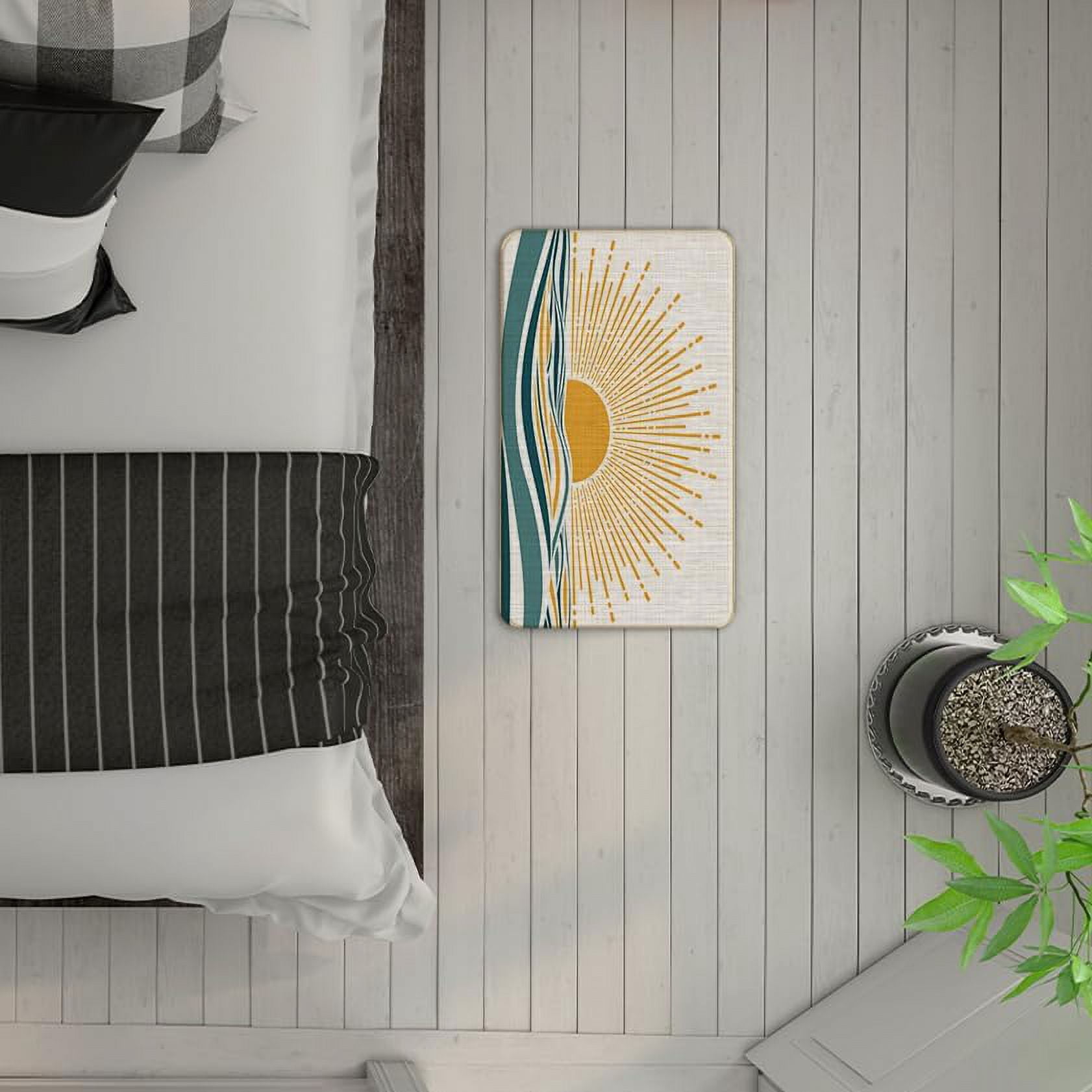 Boho Sun Ocean Front Door Mat Bohemian Welcome Mat for Entryway, Bath, Kitchen 17x30 Inch Outdoor/Indoor Decor Add a Splash of Boho Charm to Your Home’s Entrance Unique and Artistic Design