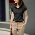 thumbnail image 6 of Women short Sleeve Blouses Shirts Elegant Summer Korean Fashion Work Casual Tops, 6 of 7