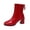 Red, variant on Women's Boots Anti Slip Arch Support Square Toe Winter Chunky Mid Calf Boots Red 7.5