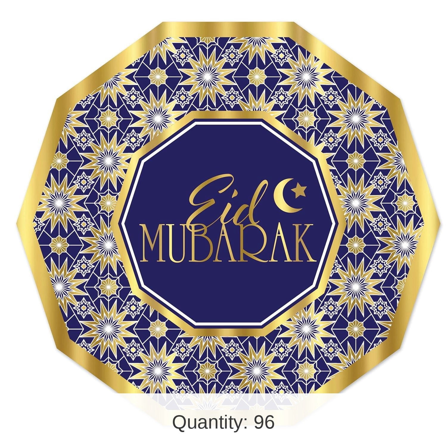 96 Pack Bulk Ramadan Theme Decagon Paper Plates 9 inch
