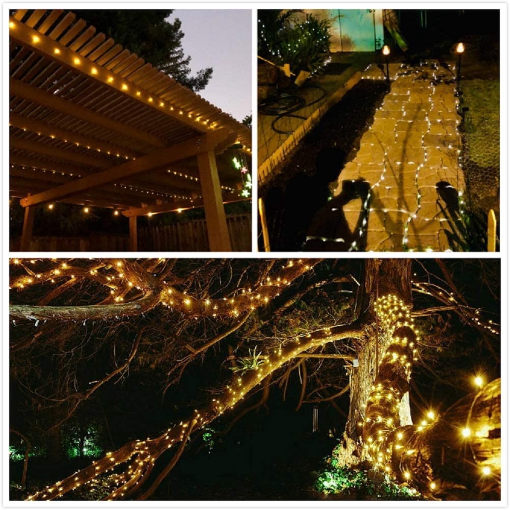 4 Pack Christmas Solar String Lights Outdoor, Total 184FT 520LED, Juhefa IP65 Waterproof Twinkle Fairy Lights for Xmas Tree, Party, Wedding, Yard, Fence Decor (Warm White)