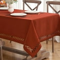 thumbnail image 1 of Natural Thick Polyester Square Tablecloth with Decorative Cutouts Stain Table Cloth Farmhouse Table Cover for Thanksgiving Dining Party Camping x, 1 of 8