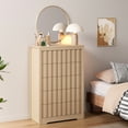 thumbnail image 6 of Tall Fluted Dresser for Bedroom with 5 Drawers, Modern Chest of Drawers with Handleless, Wooden Dresser, Wood Clothes Closet Organizer with Deep Storage for Living Room, Hallway, 6 of 8